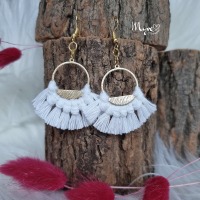 Makramee Ohrringe Messing Kreis strukturiert - Boho Ohrringe , Festivalschmuck, Damenohrringe