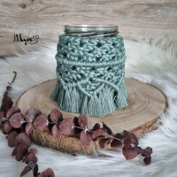 Makramee Windlicht Dream, Teelicht, Tischdekoration im Boho Stil, Geschenkidee, Vintage