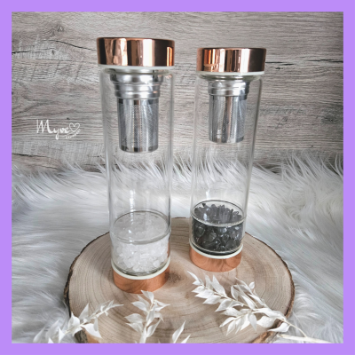 Edelstein Wasserflasche, Teeflasche, Wasserenergetisierung - Tee/Wasserflasche mit Trommelsteinen