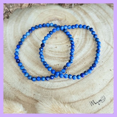 Lapislazuli facettiert 4mm Kugelarmband, Edelsteinschmuck, Heilsteinschmuck, Damenarmband,