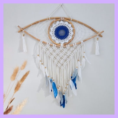 Nazar Auge Traumfänger, Wanddekoration im Boho Stil, Wandbehang, Dreamcatcher, Wanddesign,