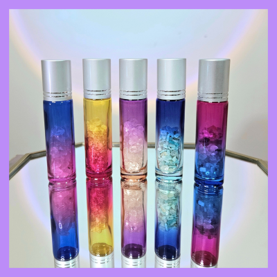 Roll On Flaschen mit Trommelsteinen, spirituelle Geschenke, Aromatherapie, Glasrollerflaschen,