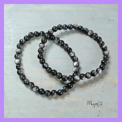 Silber Obsidian Kugelarmband, Edelsteinschmuck, Heilsteinschmuck, Damenarmband, spirituelle