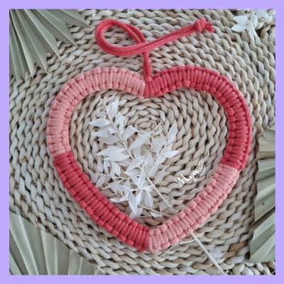 Makramee Herz BIG LOVE , Muttertag, Valentinstag, Jahrestag, beknüpftes Herz - Beknüpftes Herz