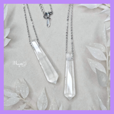 HQ Bergkristall Halskette silber, Edelstahlschmuck, Damenarmband, spirituelle Geschenke - Halskette
