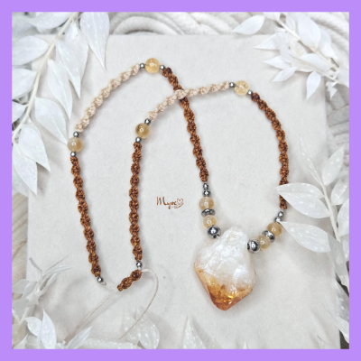 Citrin Makramee Halskette, Edelstahlschmuck, Damenarmband, spirituelle Geschenke - Halskette mit