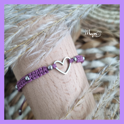 Makramee Armband mit silbernem Herz, Damenarmband, zarter Boho Schmuck, Geschenke für die Liebsten,