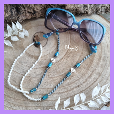 Makramee Brillenkette mit Impressions Jaspis Edelsteinen, Schmuck Accessoires, Spiritueller Schmuck