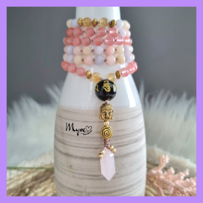 Malakette mit Morganit, Schmuck Accessoires, Spiritueller Schmuck im Boho Stil - Malakette mit