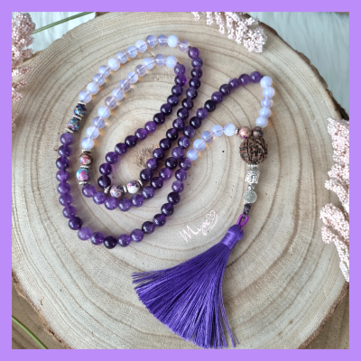 Malakette mit Amethyst, Schmuck Accessoires, Spiritueller Schmuck im Boho Stil - Malakette mit