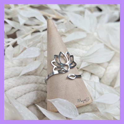 Lotus Ring Silber, spiritueller Schmuck, Damenring, Statement Ring, - Lotus Ring Edelstahl