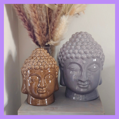 Buddha Deko Kopf, spirituelle Geschenke, Esoterik Geschenke, Keramikdeko - Buddhakopf aus Keramik