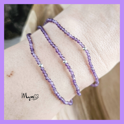 Zartes Amethyst Armband 2mm Kugeln facettiert, Edelsteinschmuck, Heilsteinschmuck, Damenarmband,