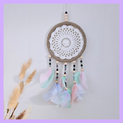 Fluorit Traumfänger, Wanddekoration im Boho Stil, Wandbehang, Dreamcatcher, Wanddesign, Wandkunst,