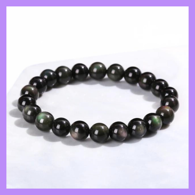 Regenbogen Obsidian Kugelarmband, Edelsteinschmuck, Heilsteinschmuck, Damenarmband, spirituelle