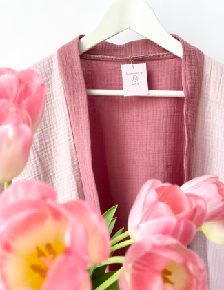 Kimono Mantel MAXI - Musselin // Color Blocking