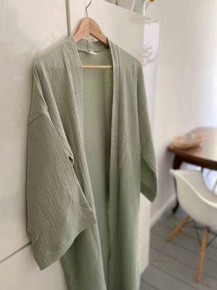 Kimono Mantel MAXI - Musselin // Eukalyptus