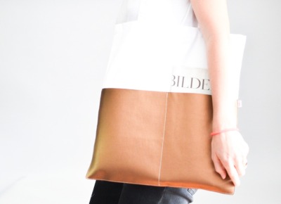 Shopper Tasche Weiß - Kupfer