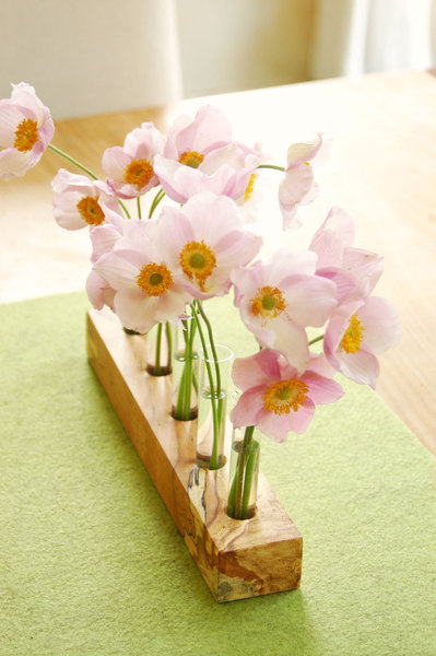 Blumenwiese, Vase mit Reagenzgläsern, Blumenvase 2