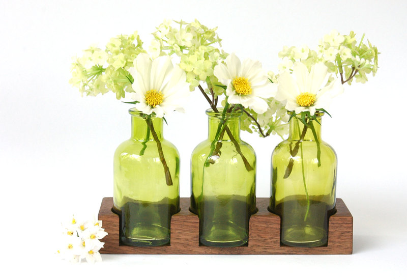 2 Milchkanne aus Nuss grün, Vase, Blumenvase 4