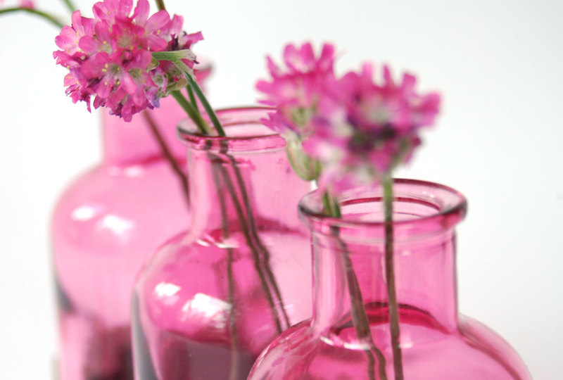 2 Milchkanne aus Nuss rosa Blumenvase Vase