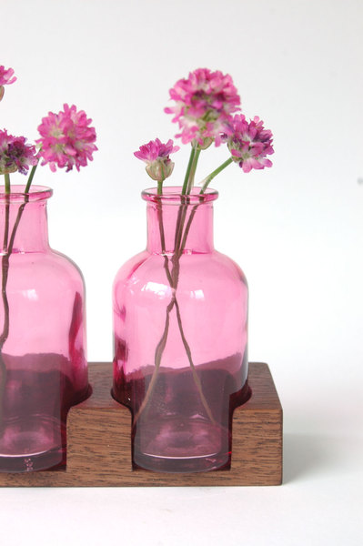 2 Milchkanne aus Nuss rosa, Blumenvase, Vase 3