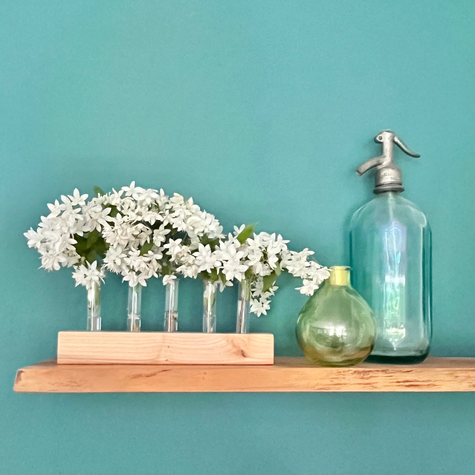 kleine Vase für Trockenblumen, Holzleiste für Gräser, Tischdeko Hochzeit, Blumenvase zum