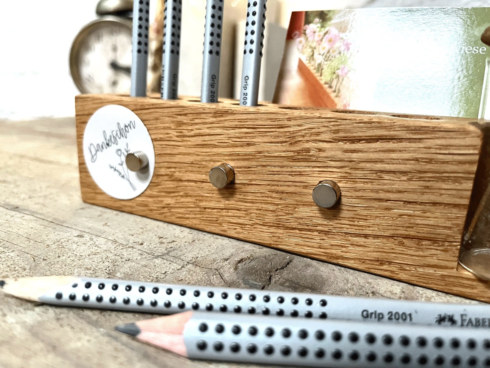 nachhaltiger Stiftehalter aus Holz, Ordnung im Büro, Schreibtisch Organizer, Homeoffice, Vase