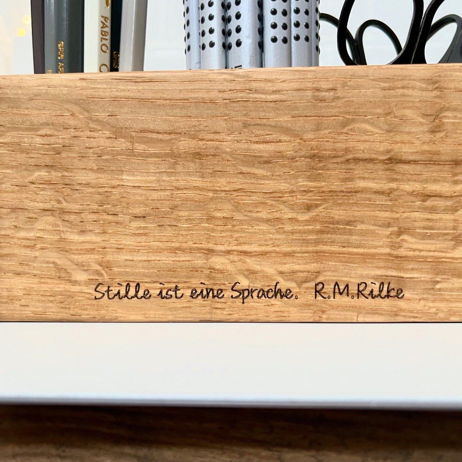 personalisierter Schreibtisch Organizer, Stiftehalter aus Kirsche, Schreibtisch Set, zero waste