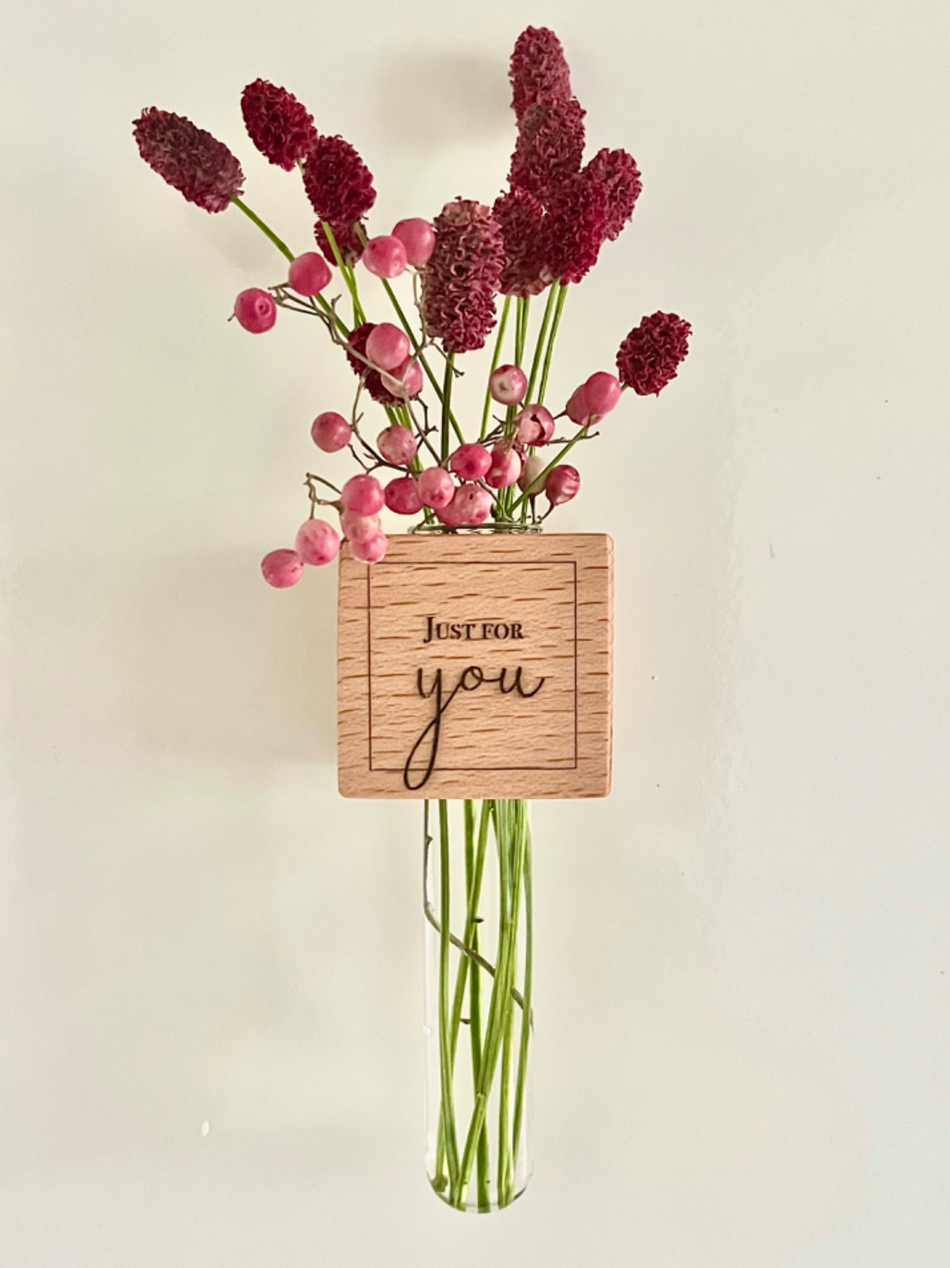 Kühlschrankmagnet für Blumen, Magnet, nachhaltige Holz Vase, kleines Wichtelgeschenk,