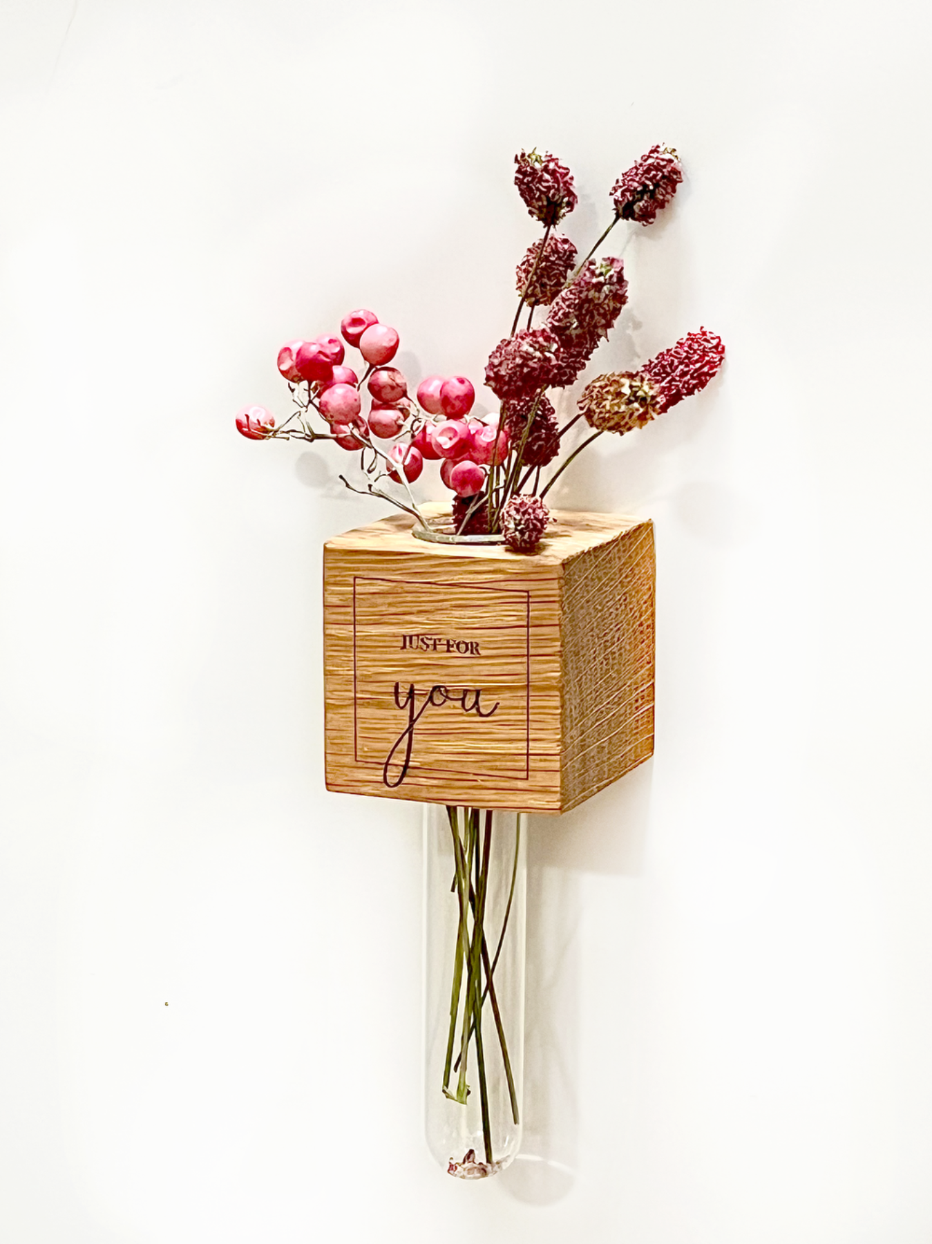 Kühlschrankmagnet für Blumen, Magnet, nachhaltige Holz Vase, kleines Wichtelgeschenk,