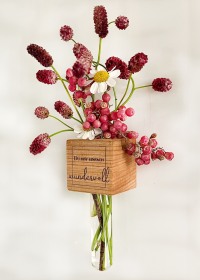 Kühlschrankmagnet für Blumen mit persönlichem Lieblingsspruch, Magnet, nachhaltige Holz Vase,