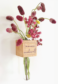 Kühlschrankmagnet für Blumen mit persönlichem Lieblingsspruch, Magnet, nachhaltige Holz Vase,