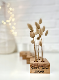 Kleine personalisierte Vase für den Hochzeitstisch, Trockenblumen, zero waste Blumenarrangement,