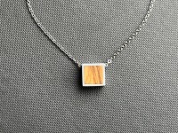 Kette mt Anhänger aus Holz und Aluminium, Holzkette, Silberkette, Tropfen, Träne, Silberholz 3