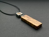 Kette mt Anhänger aus Holz und Aluminium, Holzkette, Silberkette, Tropfen, Träne, Silberholz 6