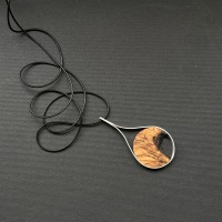 Kette mit Anhänger aus Holz und 925 er Silber, Holzanhänger Unikat, Holzkette, Silberkette,