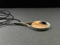 Kette mit Anhänger aus Holz und 925 er Silber, Holzanhänger Unikat, Holzkette, Silberkette,