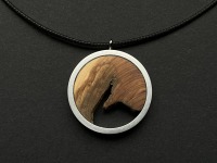 Kette mt Anhänger aus Holz und Aluminium, Holzkette, Silberkette, Tropfen, Träne, Silberholz 6