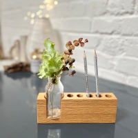 Stiftehalter aus Holz, Schreibtisch Organizer, Homeoffice Aufbewahrung, Vase für Trockenblumen,