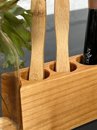 Stiftehalter mit Vase, Schreibtisch Organizer aus Holz, nachhaltige Stiftebox, Jubiläumsgeschenk