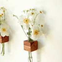 moderner Kühlschrankmagnet für Blumen, Magnet, nachhaltige Holz Vase, kleines Wichtelgeschenk,