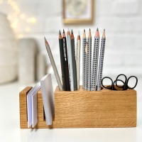 personalisierter Schreibtisch Organizer, Stiftehalter aus Kirsche, Schreibtisch Set, zero waste