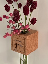 Kühlschrankmagnet für Blumen, Magnet, nachhaltige Holz Vase, kleines Wichtelgeschenk,