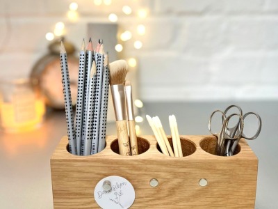 Stifthalter aus Holz, dänisches Design, nachhaltige Schreibtisch Organisation, Ordnung im Büro,