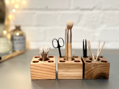 zero waste Bad Organizer aus Holz, Kosmetikständer, Aufbewahrung im dänischen Design,