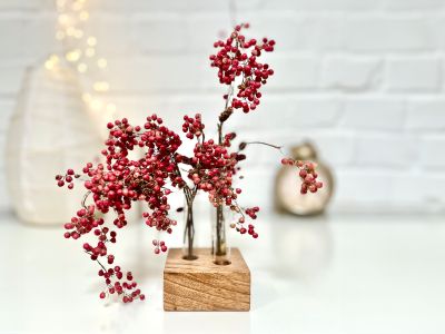 Blumenvase aus Holz mit Reagenzgläsern, kleine Vase für den Hochzeitstisch, Trockenblumen, zero