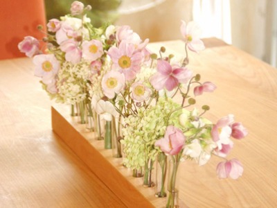 Vase aus Holz, Blumenwiese, Blumenvase aus Kirsche