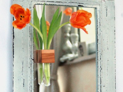 Fenstervase in Apfel, Vase mit Reagenzglas