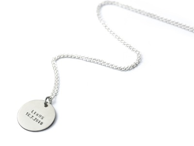 CLASSIC MAXI - Individualisierte Halskette mit handgestempeltem Namen Spitznamen Geburtsdatum Geburtsgewicht oder Wunschtext 925er Silber
